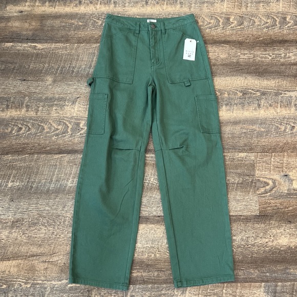 Billabong Leia Cargo Pant Women's Size 25 Waist 28 Inches Green Utility Cotton - Picture 1 of 11